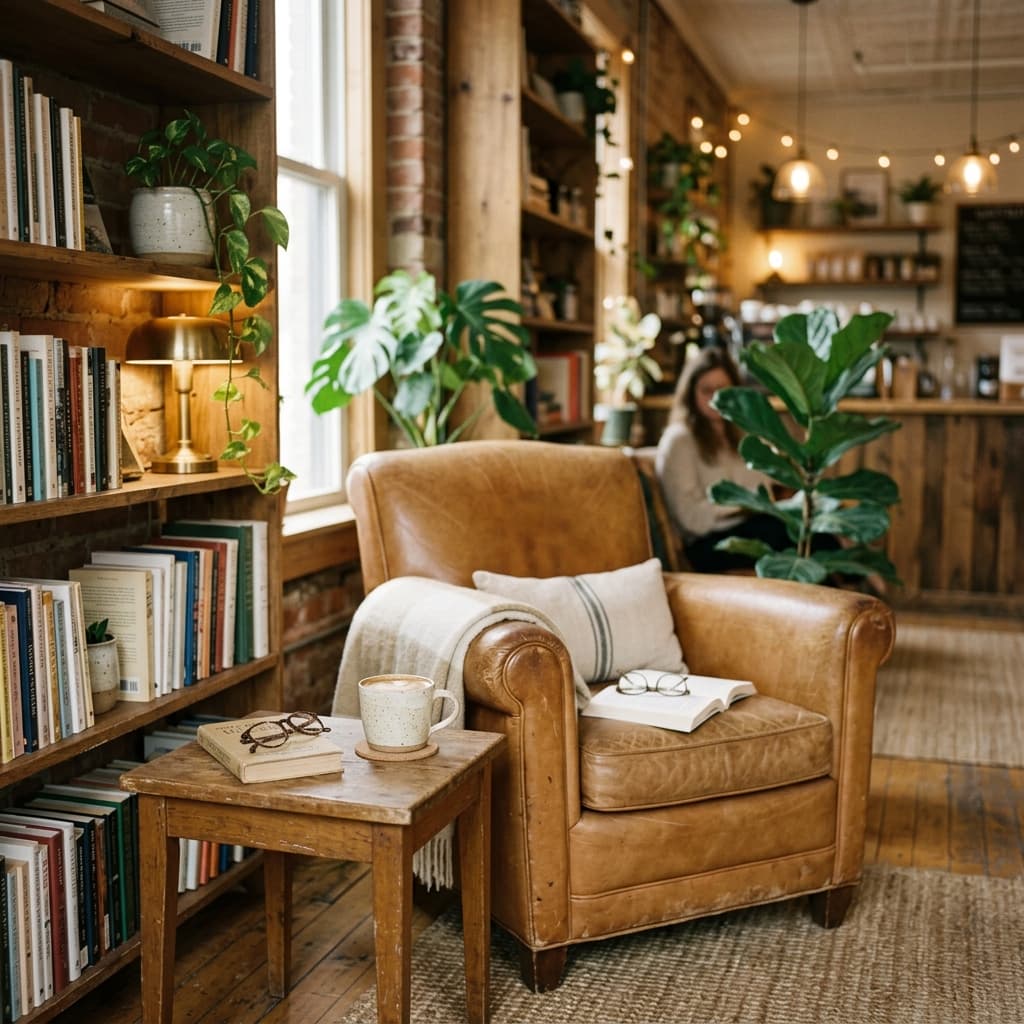 A cozy corner at Brew & Blossom